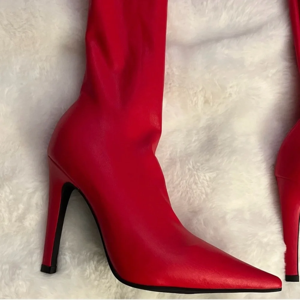 Jeffrey Campbell Pantalones Boots Red Thigh High Legging Boots Size 10 NIB